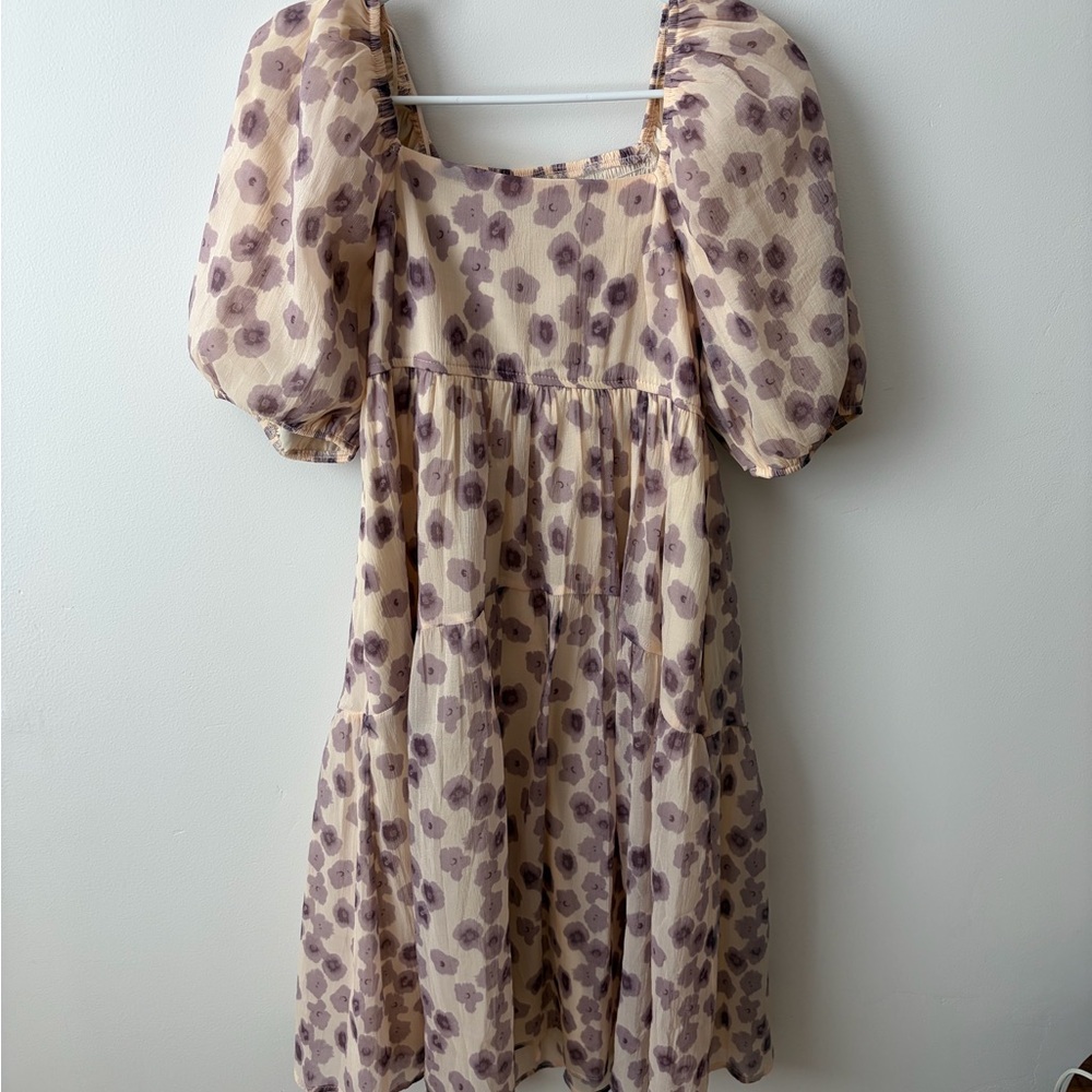 Polagram Cream and Purple Smocked Top